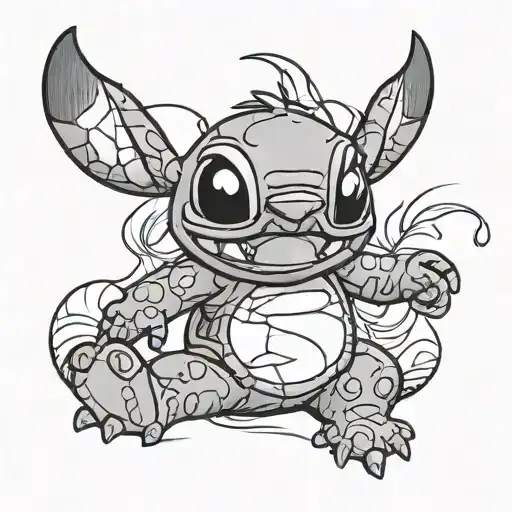 stich cartoon character tattoo design idea