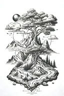 outdoors mountains trees adrenaline molecule tattoo design idea