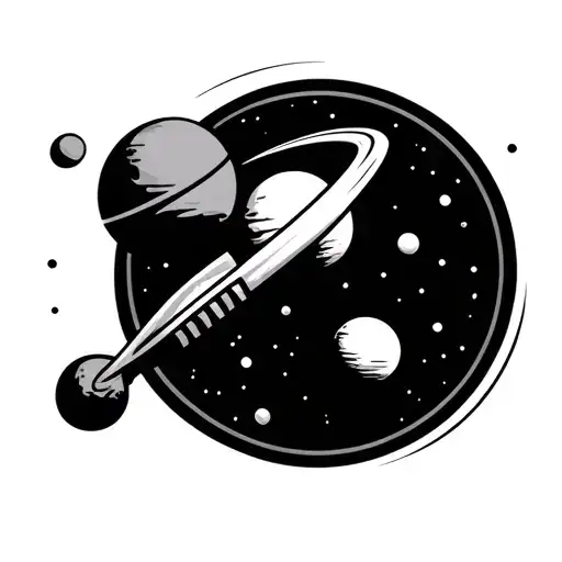 pharmacy symbol with planets tattoo design idea