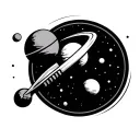 pharmacy symbol with planets tattoo design idea