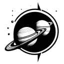 pharmacy symbol with planets tattoo design idea