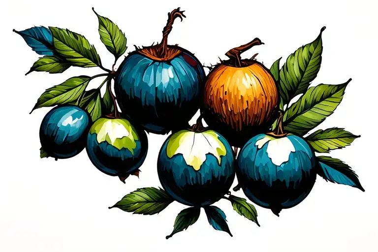 3 sisters, elements: gooseberries, coconut and earth, pipi longstocking tattoo design idea
