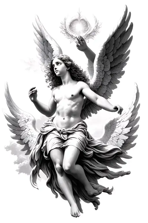 angel falling from heaven tattoo design idea
