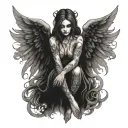 A gothic angel with a sinister twist tattoo design idea