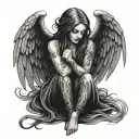 A gothic angel with a sinister twist tattoo design idea
