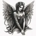 A gothic angel with a sinister twist tattoo design idea