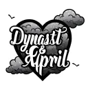 "Dynasti & April" "Dynasti & April" "Dynasti & April" Name in Heart Shape Clouds tattoo design idea
