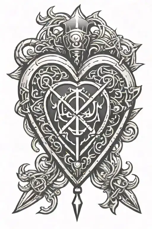 cyber sigil heart shaped locket simple design tattoo design idea