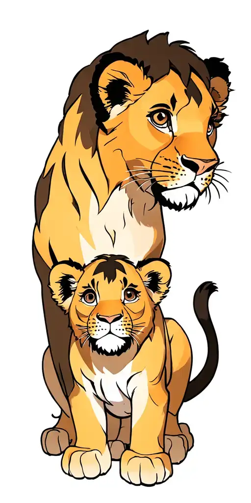 lioness 2 lion cubs tattoo design idea