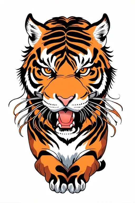 eastern tiger arm tattoo design idea