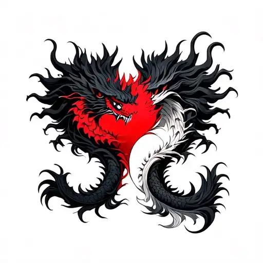 Odogaron and Ebony Odogaron in Ying and Yang style tattoo design idea