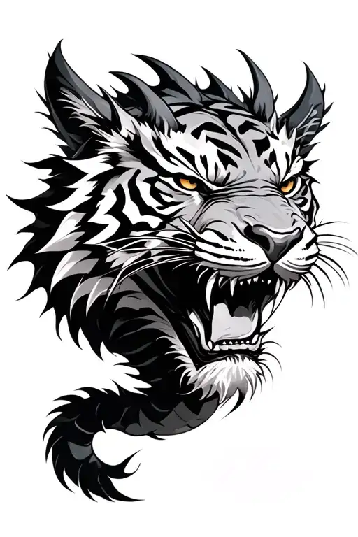 dragon facing tiger tattoo design idea