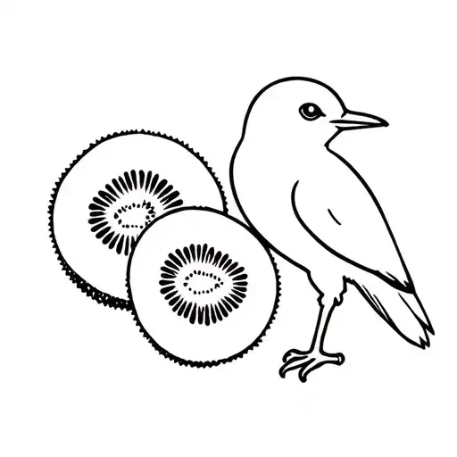 kiwi bird next to a kiwi fruit tattoo design idea