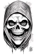 grim repear face and hood tattoo design idea