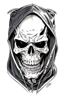 grim repear face and hood tattoo design idea