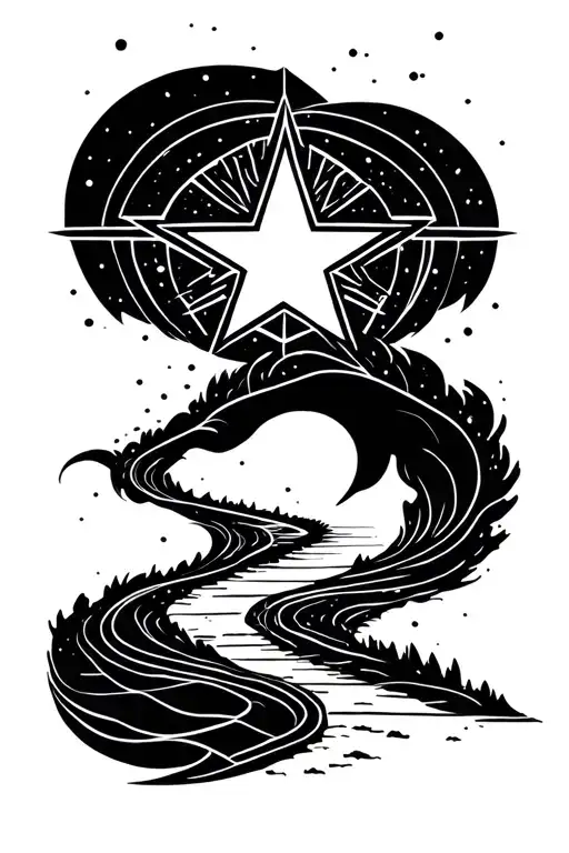 A star above the path, guiding me — Hevin tattoo design idea