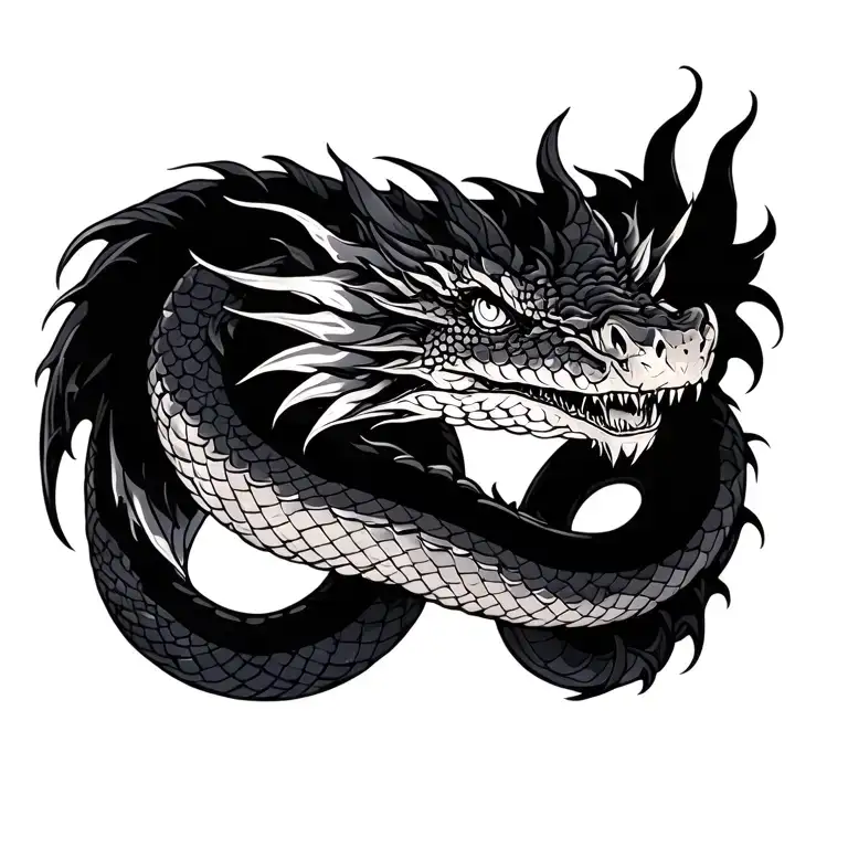 snake and dragon tattoo design idea
