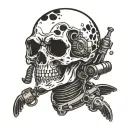 underwater diver skull tattoo design idea