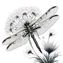 Dragonfly And Dandelion tattoo design idea