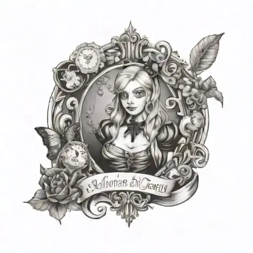 Alice and wonder land tattoo design idea