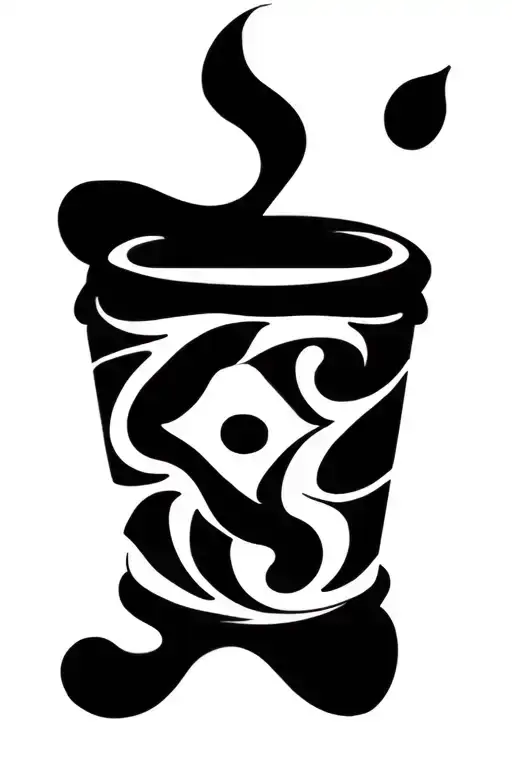 coffee cup morphing tattoo design idea