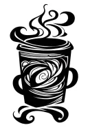 coffee cup morphing tattoo design idea