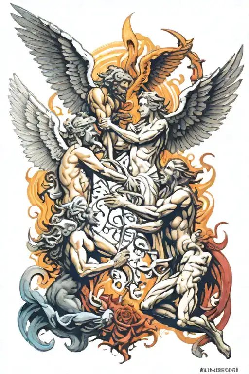 angels vs demons tattoo design idea