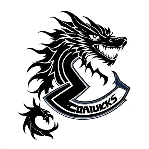 Vancouver Canucks logo asian dragon tattoo design idea