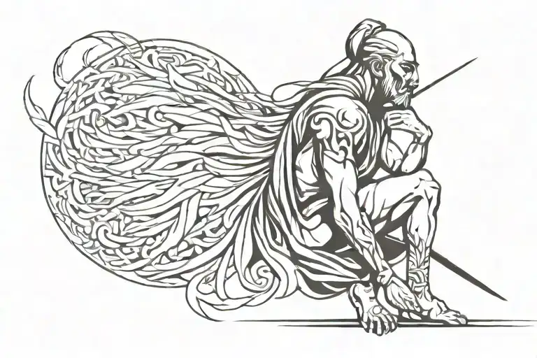 Loneliness, divine inner power, success, warrior spirit, struggle, loner, insecure, loyal, seeker, believer tattoo design idea