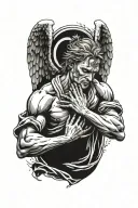 crying angel praying tattoo design idea