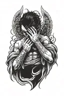 crying angel praying tattoo design idea
