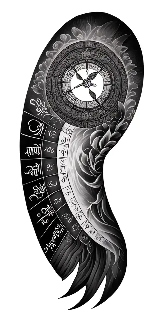 circle of time hindu calendar tattoo design idea