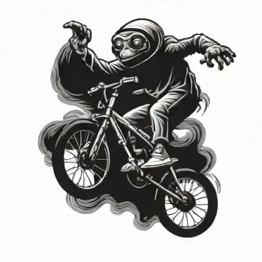 ET on a bike jumping tattoo design idea
