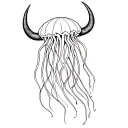 jellyfish with devil horns tattoo design idea