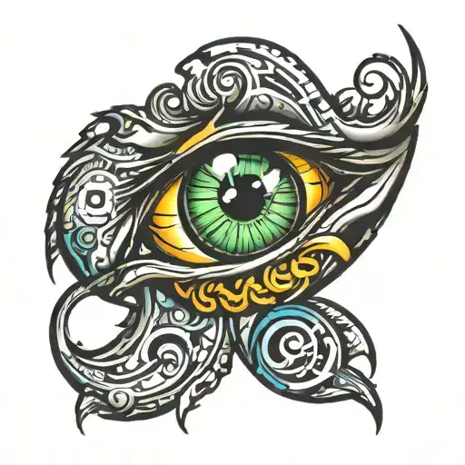 biomechanic eye brain spiral tattoo design idea