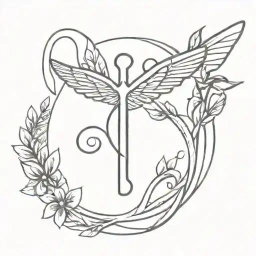 An Ankh symbol intertwined with a hummingbird native to Venezuela tattoo design idea
