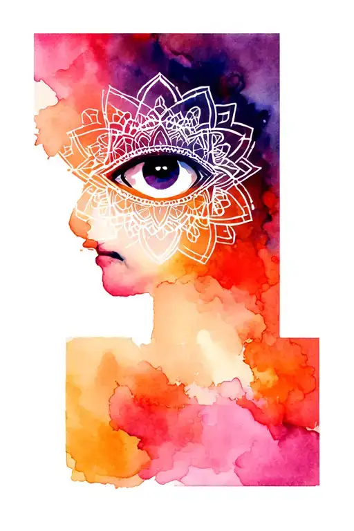 mandala design inspired geometric eye surrounded tattoo design idea