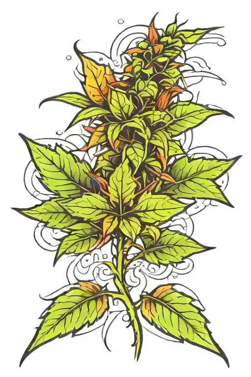simple cartoon weed plant tattoo design idea