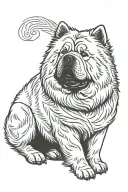 smooth coat chow chow sitting facing front tattoo design idea