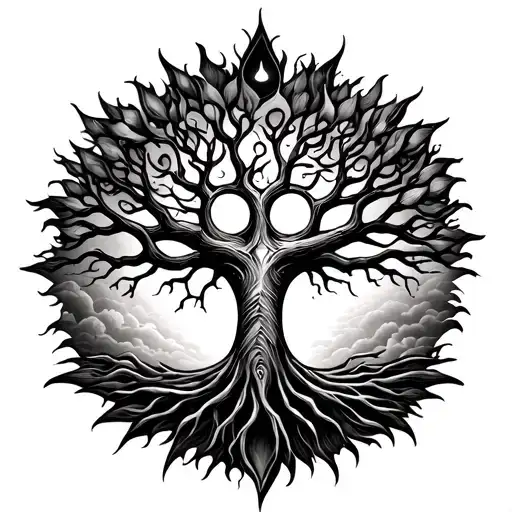 thoth sun tree of life tattoo design idea