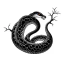 mangrove tree with big snake behind it tattoo design idea