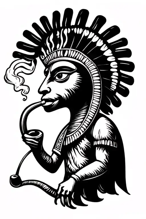 kokopelli smoking a long piece pipe tattoo design idea