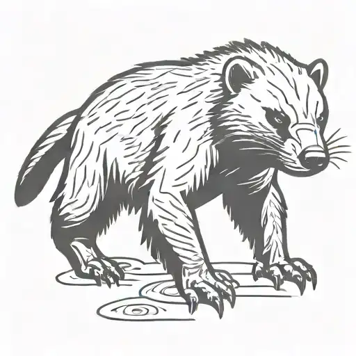 honey badger fighting stance tattoo design idea