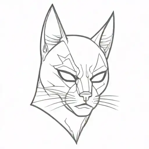 cat with batman mask tattoo design idea