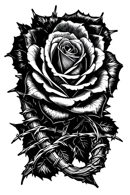 "scythe" "scythe" black rose wrapped in barbed wire tattoo design idea