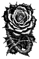 "scythe" "scythe" black rose wrapped in barbed wire tattoo design idea