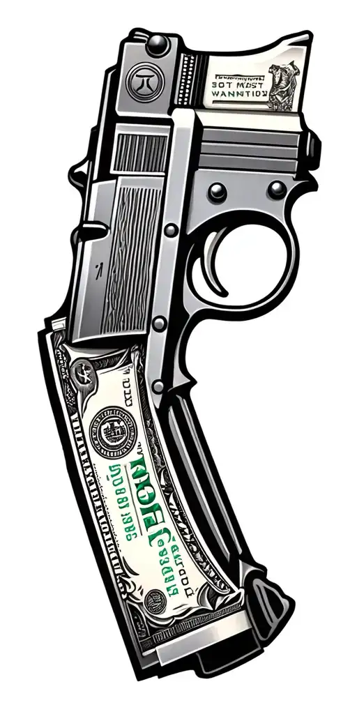 most wanted escobar money gun tattoo design idea