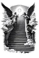 Stairway To Heaven Walking Up Stairs Angels Sun Rays Clouds Heaven Gate At The Top Of The Stairs Tattoo tattoo design idea