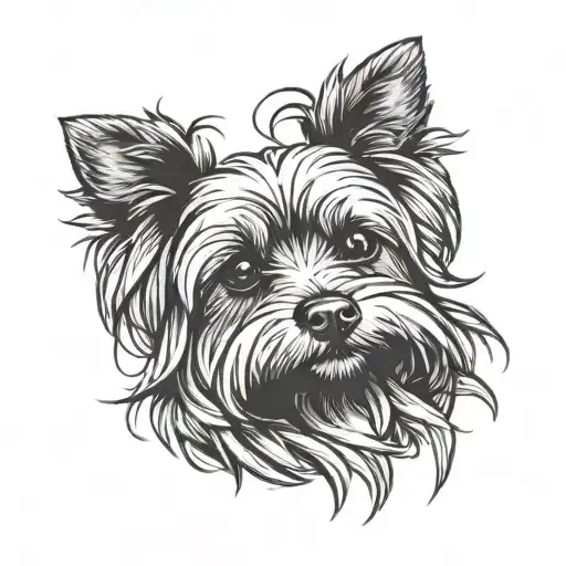 yorkie dog face tattoo design idea