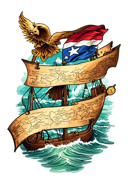 treasure map tattoo design idea